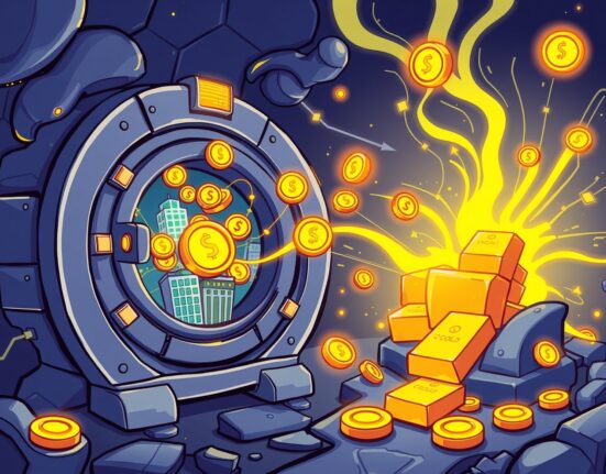 Real Finance RWA tokenization network bridging digital tokens with real-world assets in a vibrant illustration.