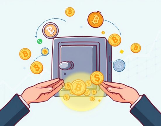 Cartoon illustration of digital payments and investment, showing the significant funding for RedotPay in the stablecoin sector.