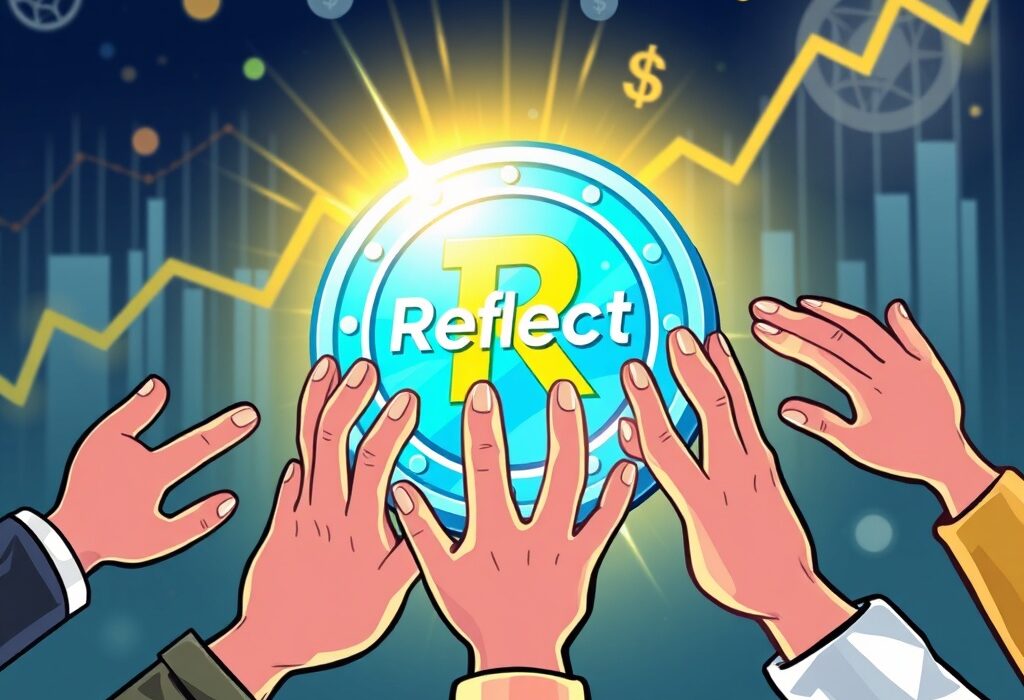 A cartoon illustration showing the Reflect stablecoin protocol receiving significant investment, symbolizing growth and innovation in DeFi.
