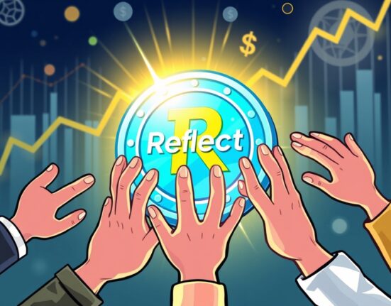 A cartoon illustration showing the Reflect stablecoin protocol receiving significant investment, symbolizing growth and innovation in DeFi.