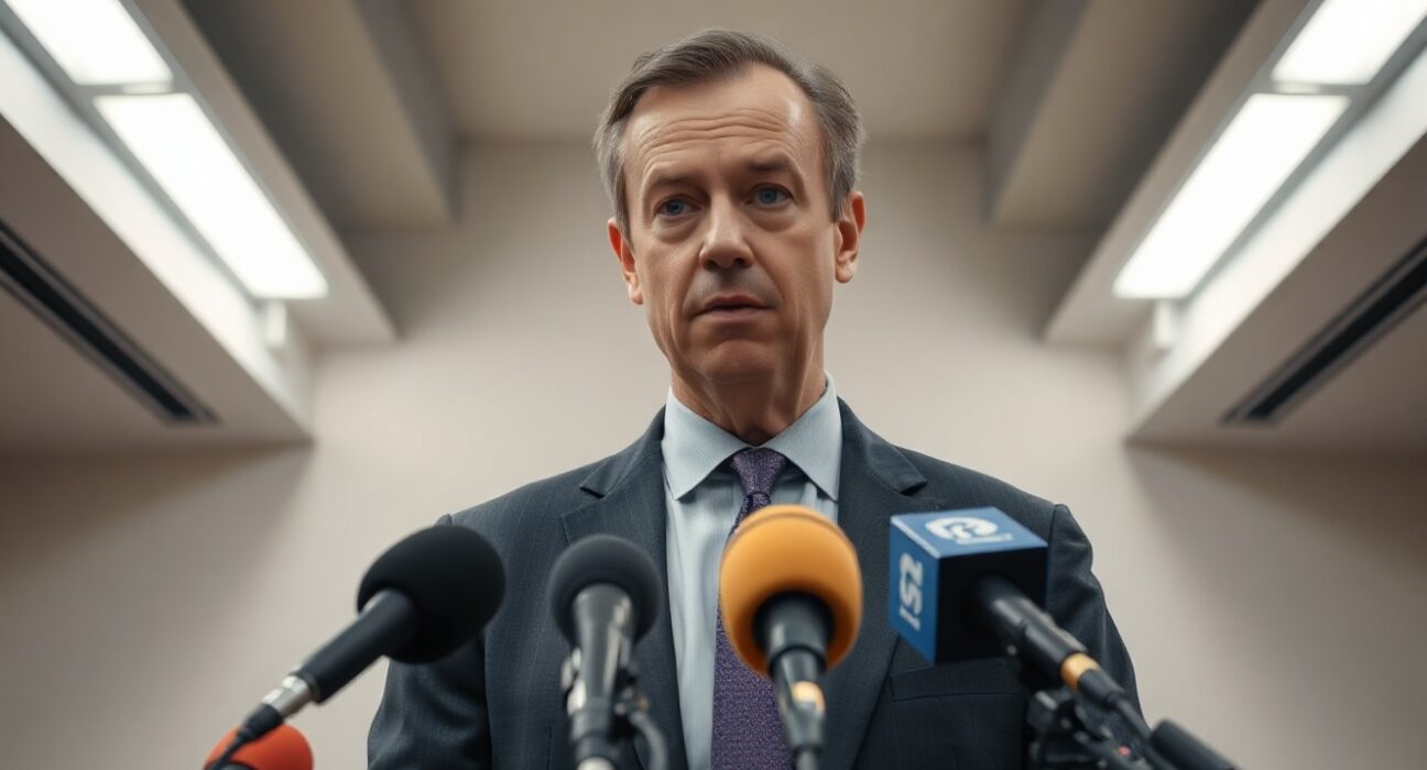 Nigel Farage at a press conference addressing the Tether shareholder donation controversy