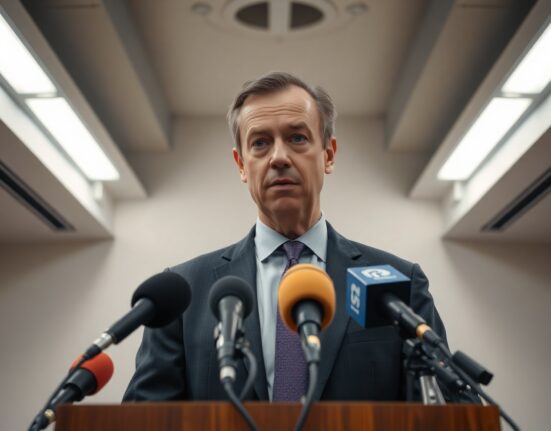 Nigel Farage at a press conference addressing the Tether shareholder donation controversy
