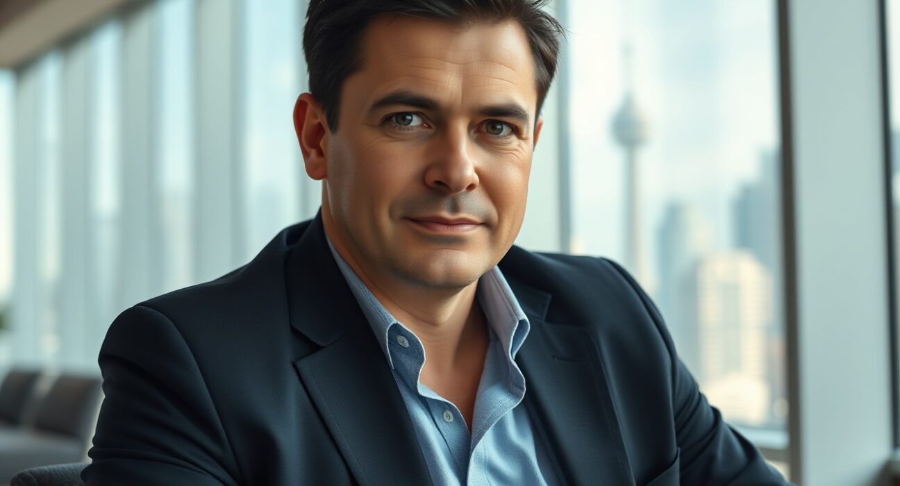 Julian Liniger, CEO of Relai, in a professional office setting, speaking about Bitcoin as a store of value.