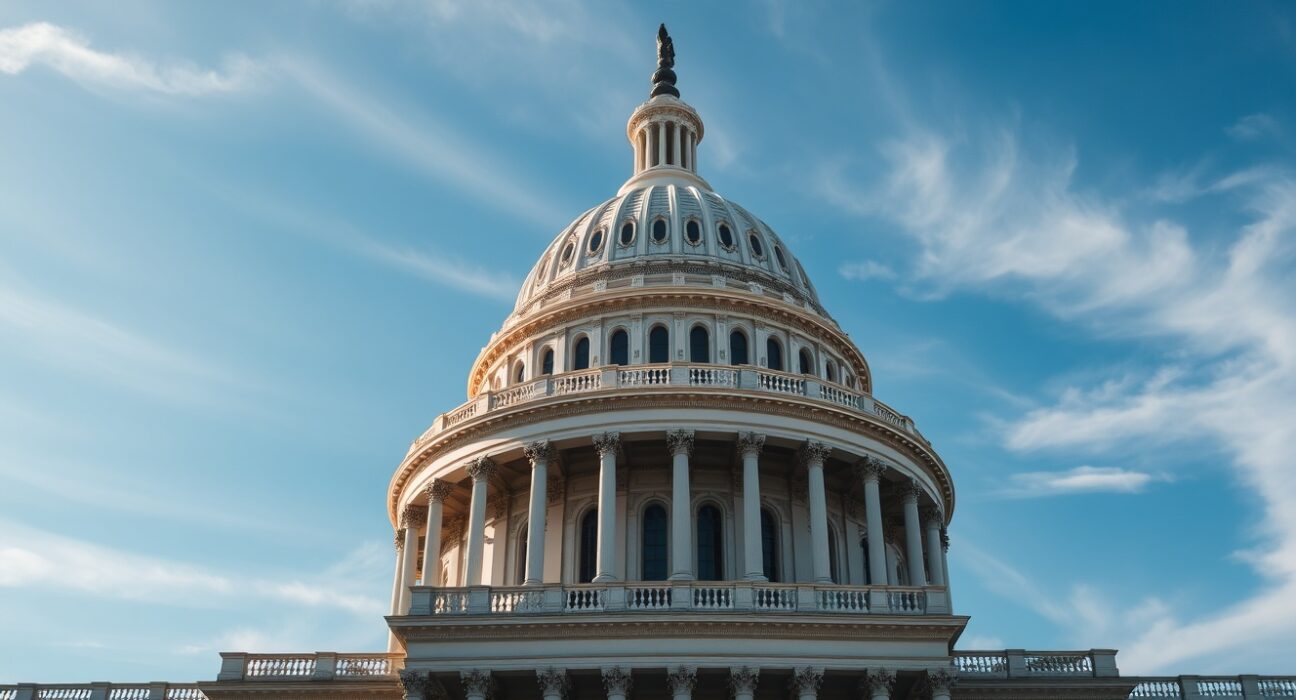 U.S. Capitol Building under clear sky, representing legislative debate over the CLARITY Act