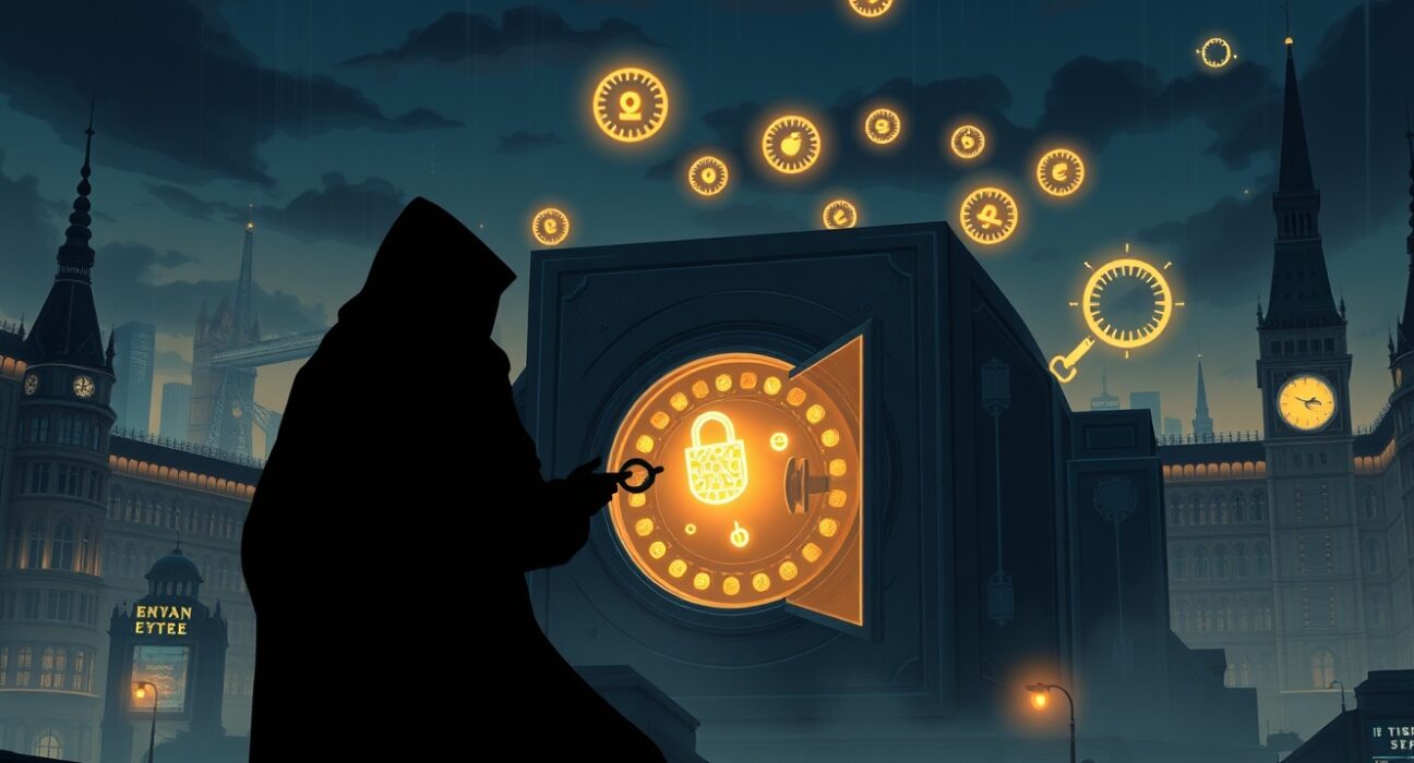 Illustration of a digital KYC data breach threat targeting Revolut customer information for cryptocurrency extortion.