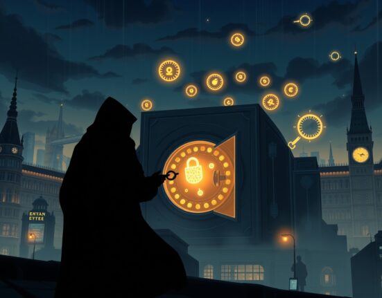 Illustration of a digital KYC data breach threat targeting Revolut customer information for cryptocurrency extortion.