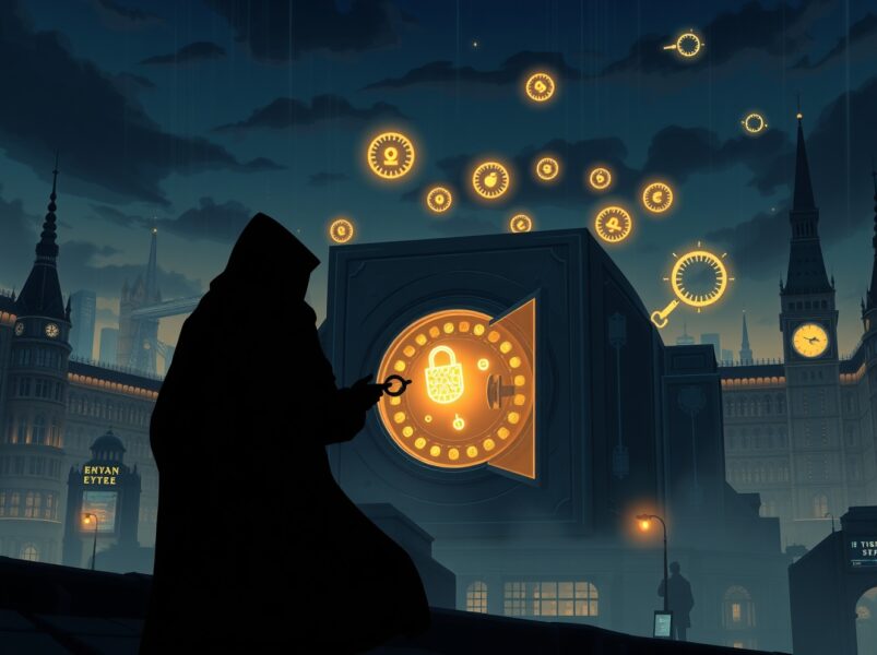 Illustration of a digital KYC data breach threat targeting Revolut customer information for cryptocurrency extortion.