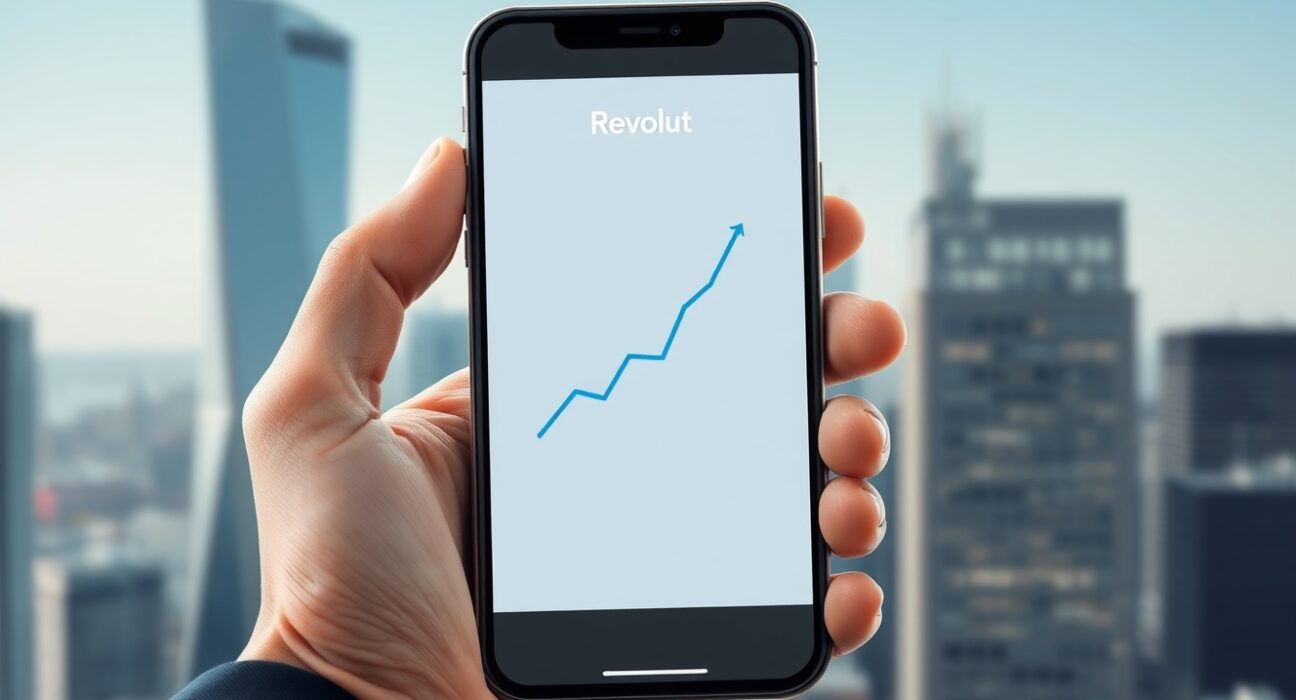 Revolut app on a smartphone symbolizing the neobank's planned IPO and $200 billion valuation target.