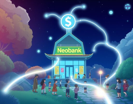 Revolut stablecoin payments growth visualized as digital streams connecting a global community in a futuristic financial landscape.