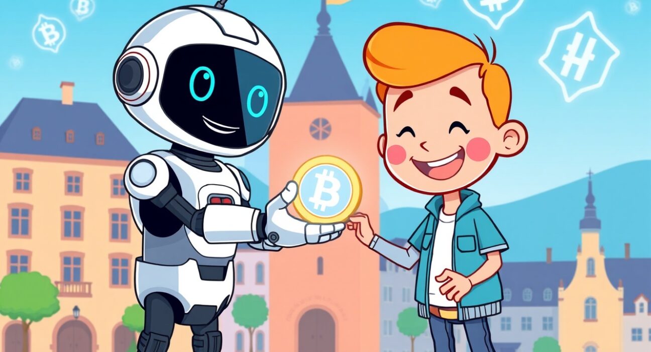 Illustration of seamless instant crypto buys between digital banking and a personal crypto wallet.