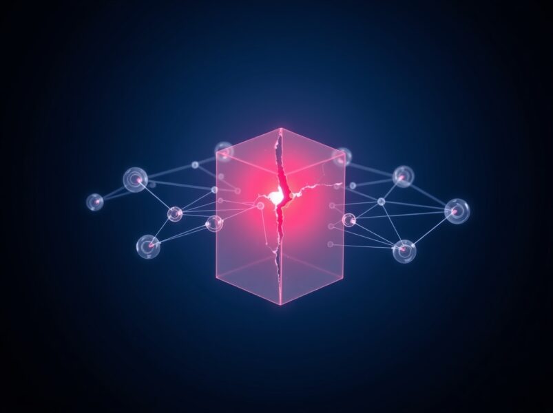 Visualization of the Rhea Finance DeFi hack showing a blockchain security breach.