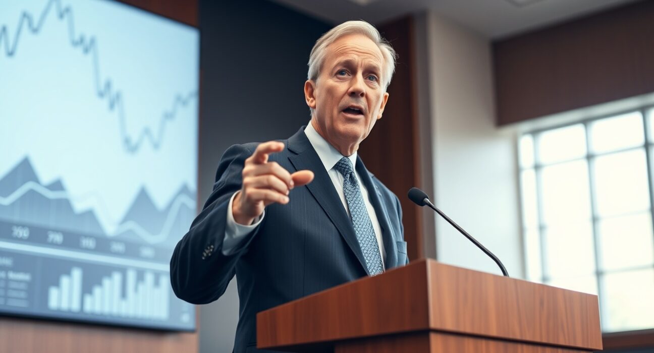 Ric Edelman discussing the Clarity Act and cryptocurrency regulation at a professional forum.