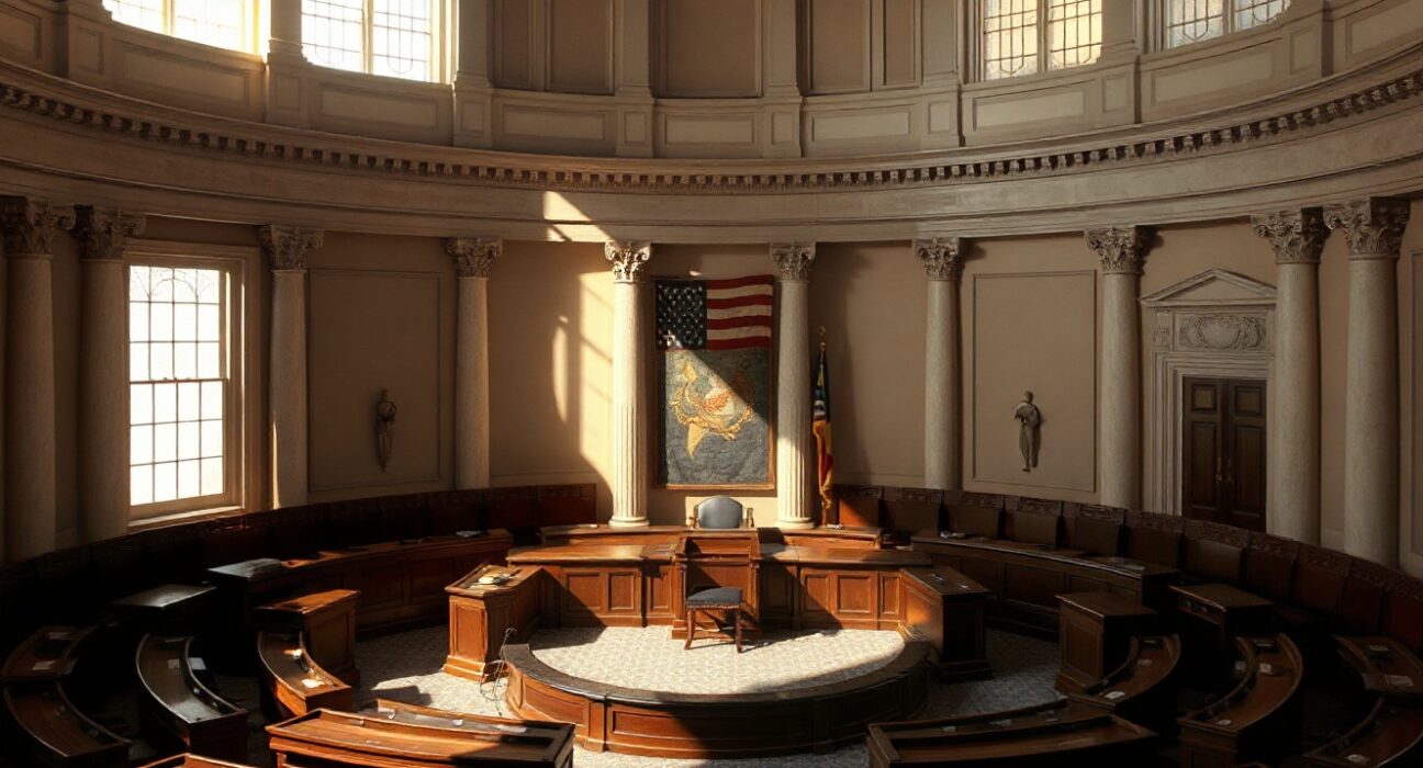 Interior of the U.S. Senate chamber in the Capitol building.
