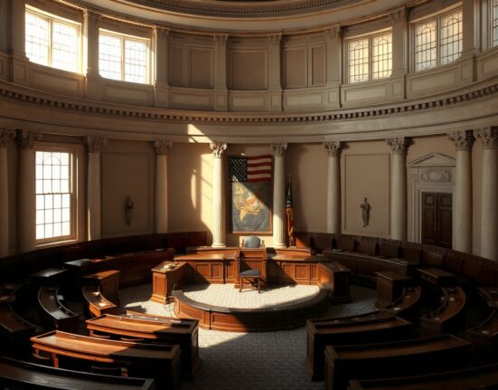 Interior of the U.S. Senate chamber in the Capitol building.