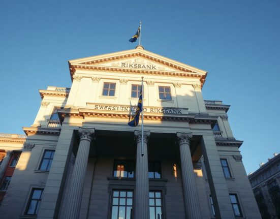 Swedish Riksbank building in Stockholm on a clear day