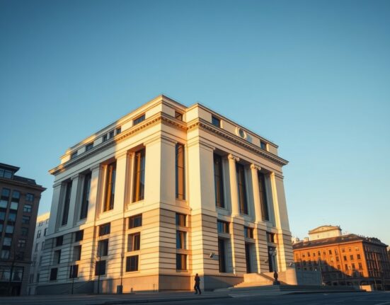 Riksbank headquarters in Stockholm representing Swedish monetary policy stability during energy crisis