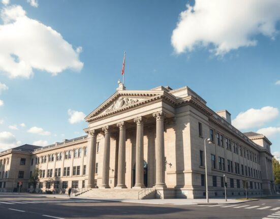 Riksbank headquarters in Stockholm on a clear day, symbolizing Swedish monetary policy.