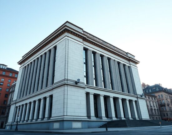 Riksbank headquarters in Stockholm representing Swedish monetary policy decisions affecting the SEK.