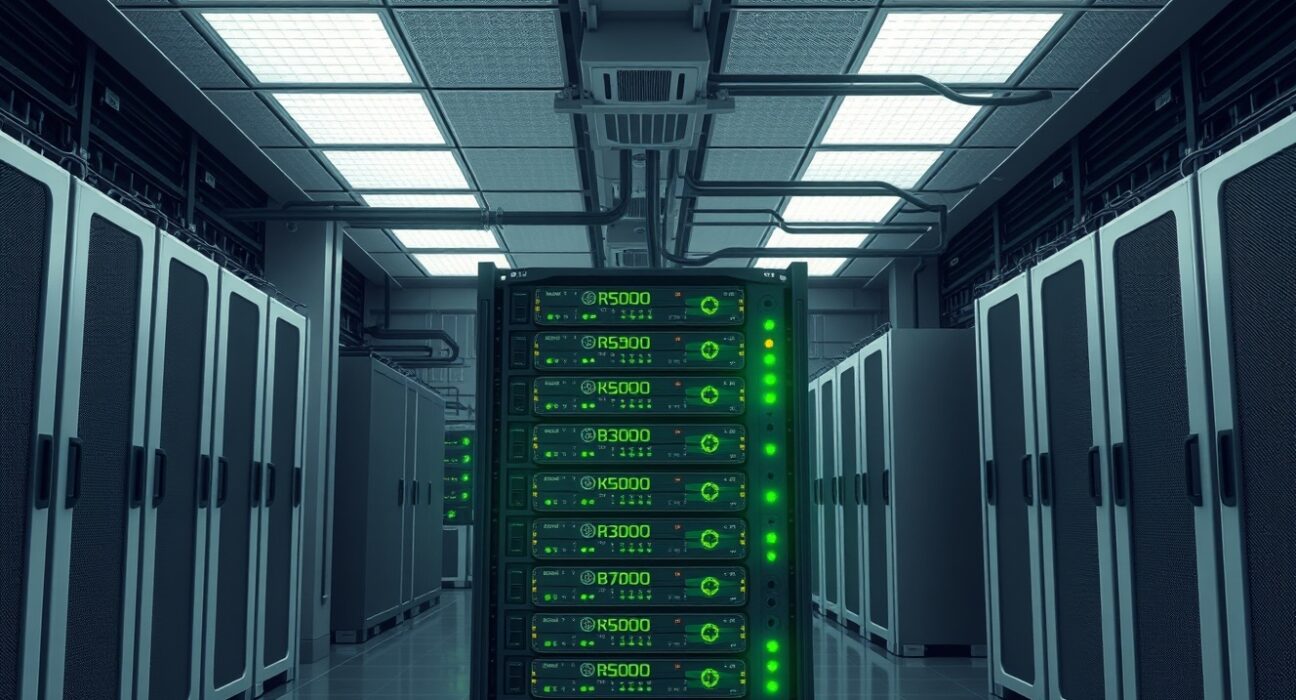 Riot Platforms Bitcoin mining facility with active cryptocurrency mining equipment in operation