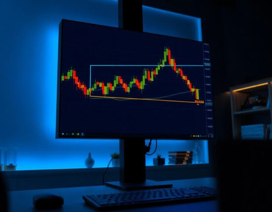 Trading screen with Ripple, Cardano, and Hyperliquid price charts showing a triangle pattern and rebound signals.