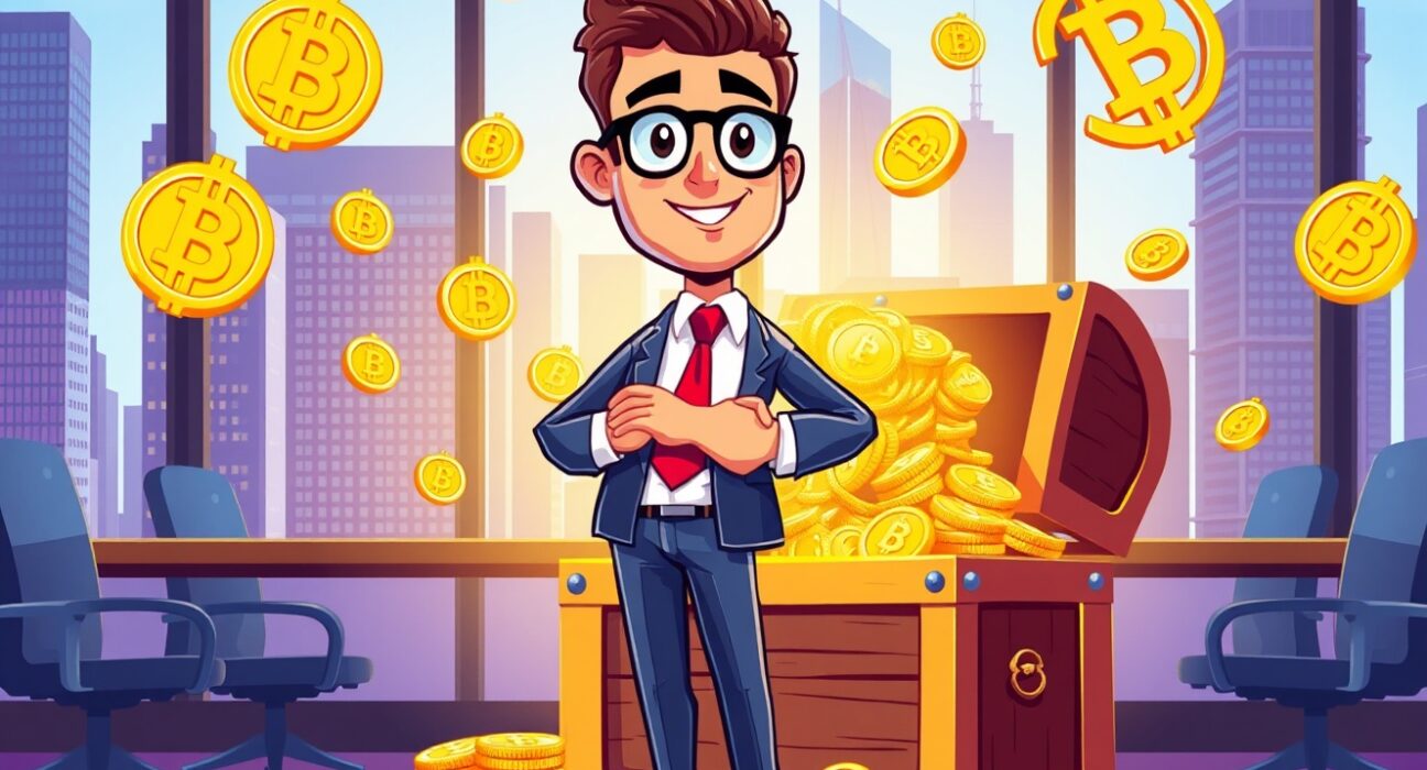 Ripple IPO decision showing confident business leadership with blockchain treasure