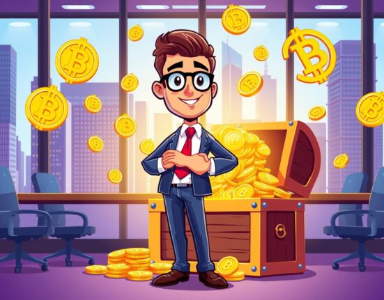 Ripple IPO decision showing confident business leadership with blockchain treasure