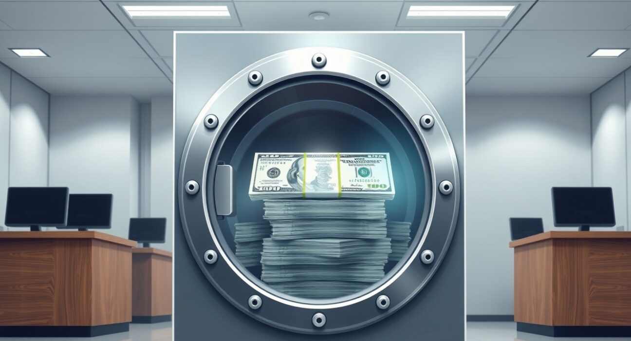 Ripple RLUSD stablecoin reserve audit concept showing secure vault with dollar reserves.