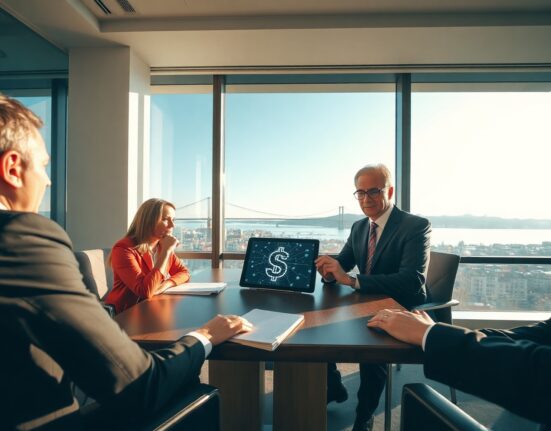 Business meeting in Istanbul office discussing Ripple RLUSD stablecoin partnership