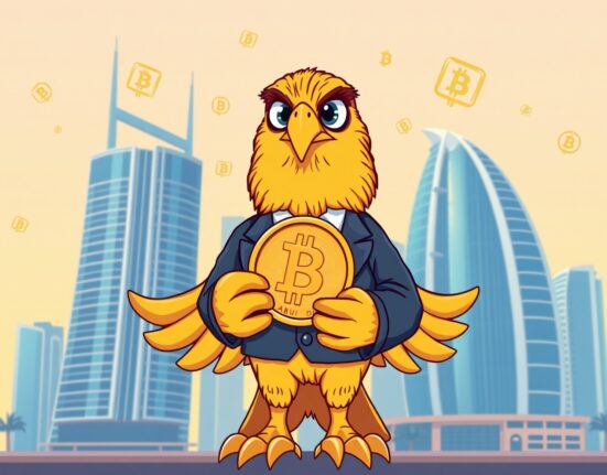 Ripple stablecoin RLUSD regulatory approval in Abu Dhabi financial district with blockchain technology visualization