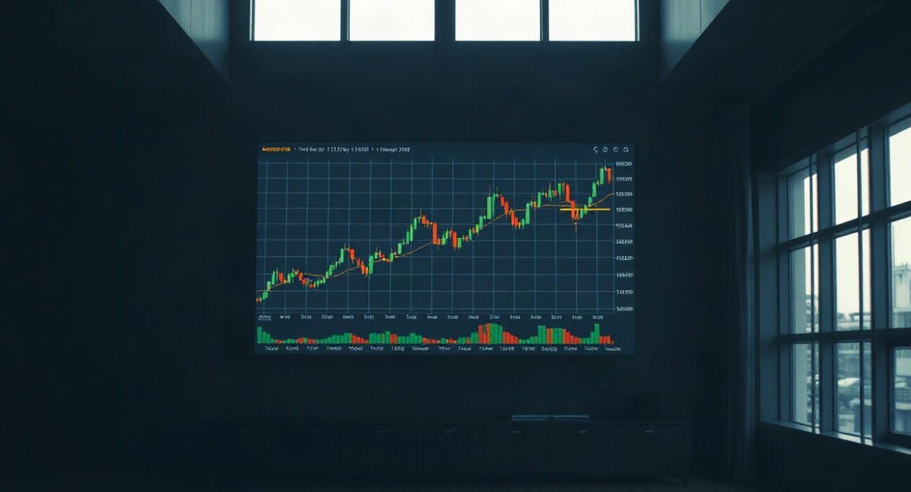 Cryptocurrency price chart showing a breakout pattern on a trading screen