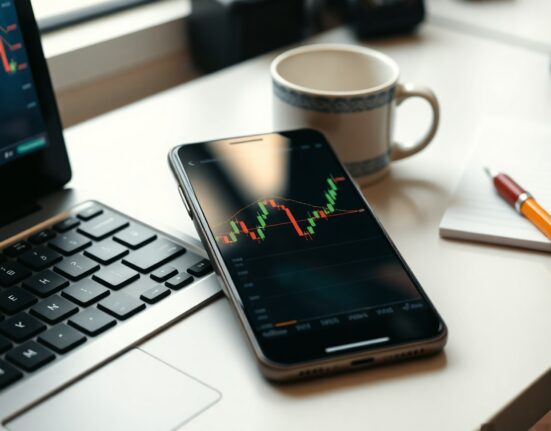 Cryptocurrency price charts on a smartphone showing market decline for Ripple and Stellar.