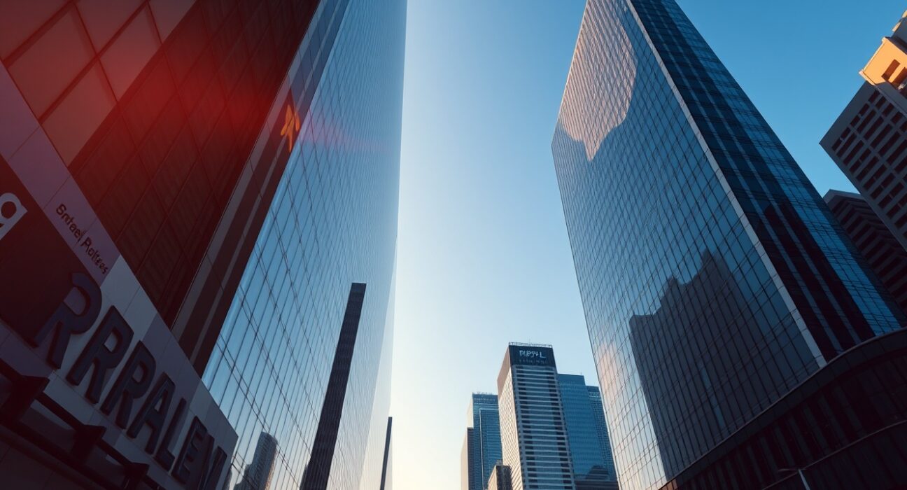 Ripple UAE expansion: new MEA headquarters building in Dubai International Financial Centre under golden hour sunlight