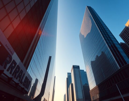 Ripple UAE expansion: new MEA headquarters building in Dubai International Financial Centre under golden hour sunlight