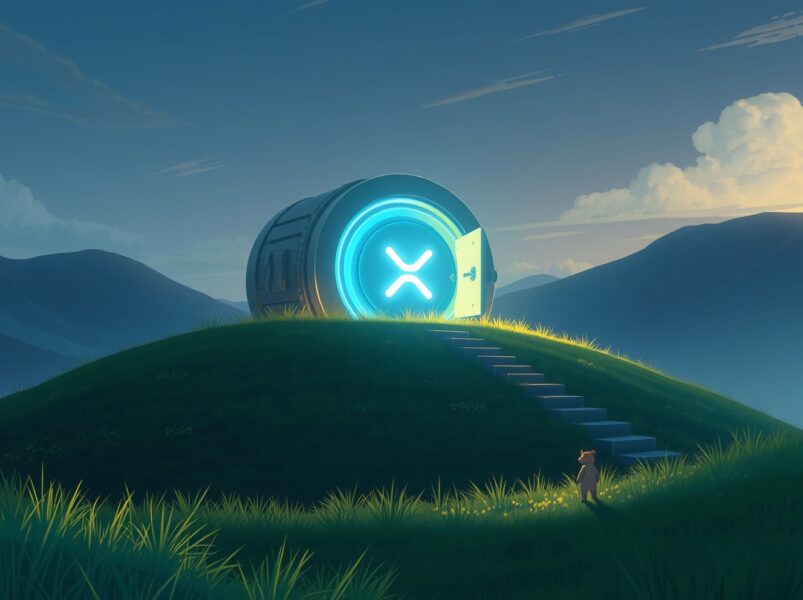 Illustration of Ripple's strategic XRP escrow lockup managing cryptocurrency supply and market stability.