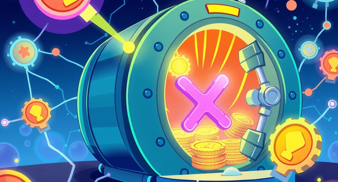 XRP staking concept showing digital coins generating rewards through network participation