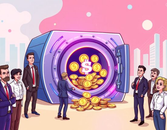 A secure digital vault representing the River Prime Vault, designed for institutional investors seeking stablecoin investment opportunities.