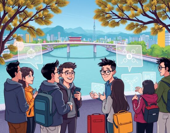 Builders and creators connecting at a River Protocol meetup in Seoul, discussing blockchain innovation.