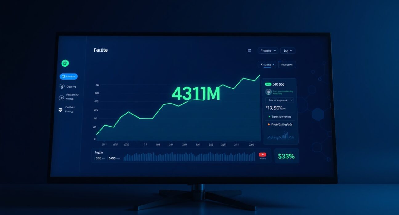 Digital dashboard showing Robinhood Chain reaching $431 million in total value locked with a rising graph.