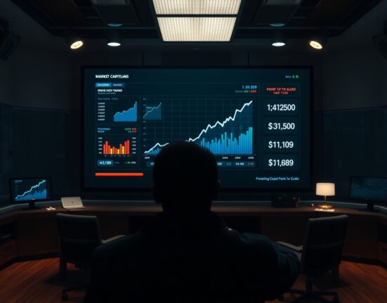 Financial dashboard showing Robinhood Chain asset market cap growth with charts and graphs