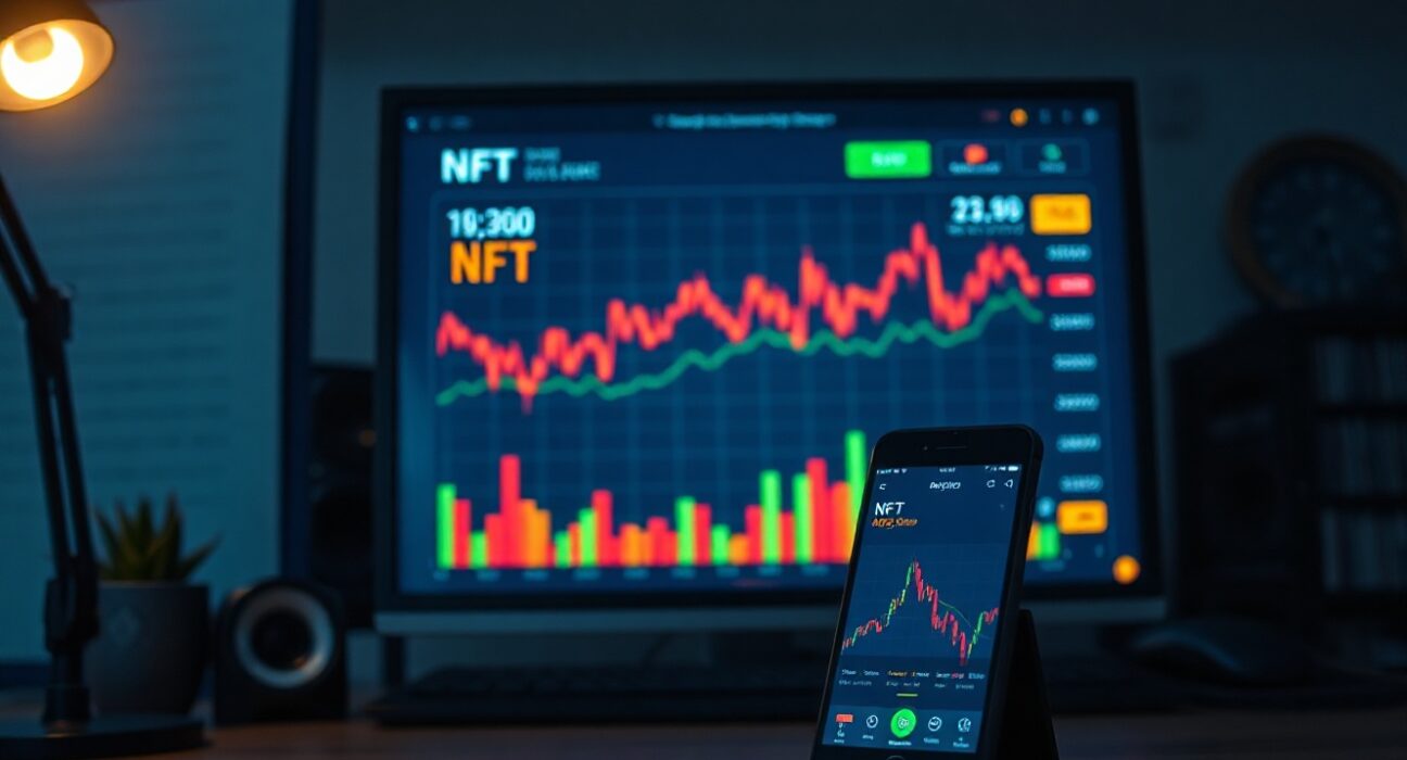 Digital dashboard showing NFT trading volumes on Robinhood Chain and Ethereum