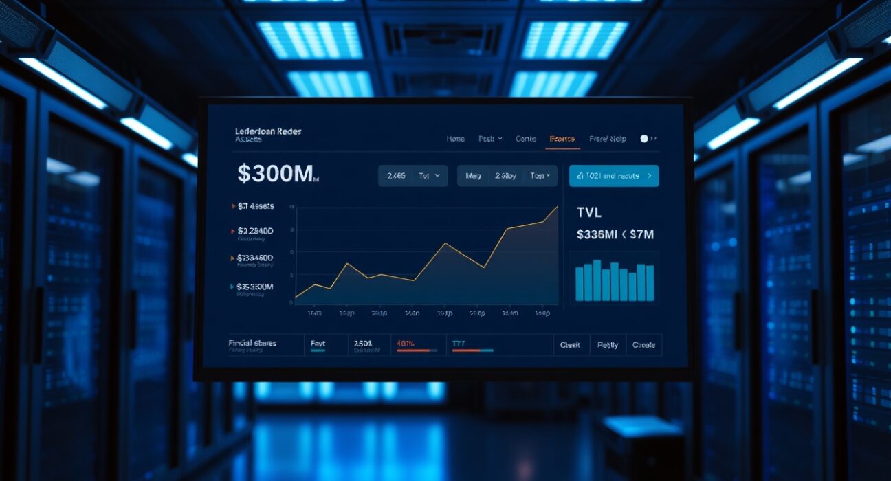 Digital dashboard showing Robinhood Chain stock token assets and trading volume data