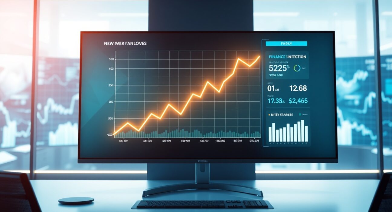 Digital dashboard showing a financial graph with an upward trend, representing Robinhood Chain TVL growth.