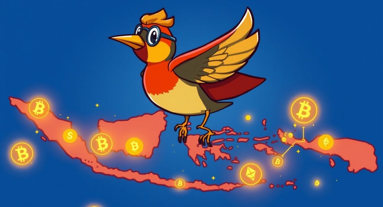 Strategic cartoon of Robinhood's crypto acquisition expanding into the Indonesian market.