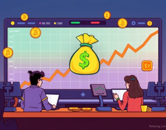 A vibrant cartoon illustrating Robinhood's significant crypto revenue growth, symbolizing strong performance in the digital asset market.