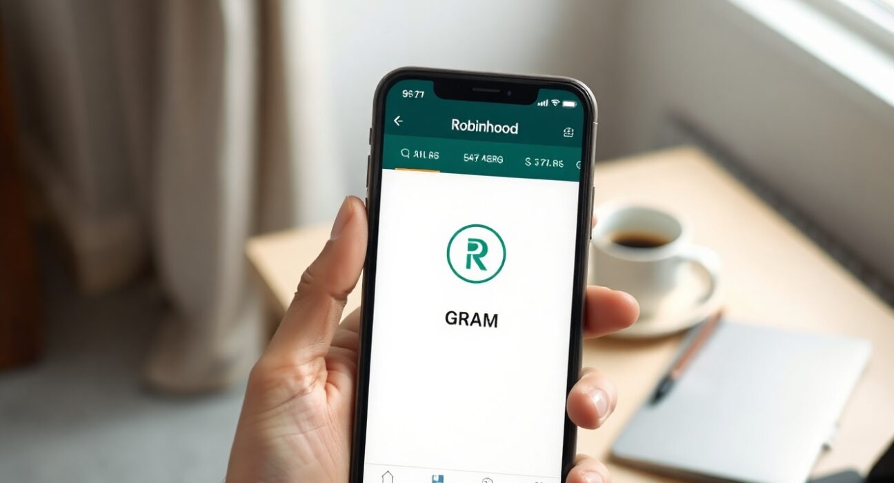 Robinhood app interface on a smartphone showing GRAM token trading screen