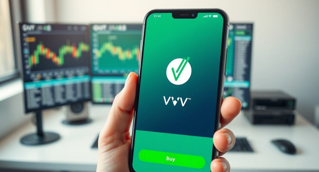 Smartphone screen showing Robinhood app with VVV cryptocurrency listed for trading