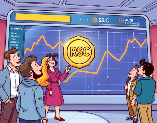 An illustration showing the RSC token being added to the Coinbase listing roadmap, symbolizing a significant development for the cryptocurrency.