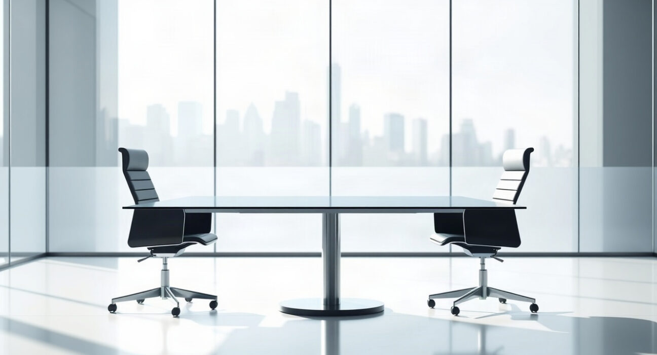 Empty boardroom chairs symbolizing the legal standoff between Runlayer and Rippling over AI gateway technology.