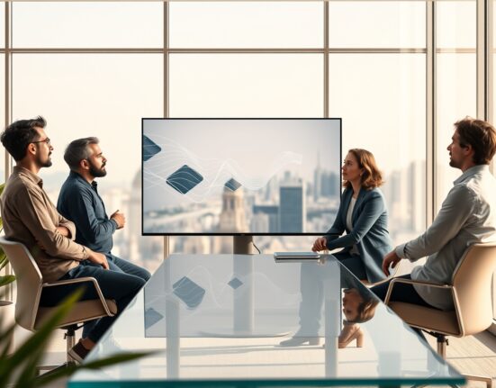 Startup founders pitching to investors in a meeting about Runway AI's new venture fund for early-stage companies.