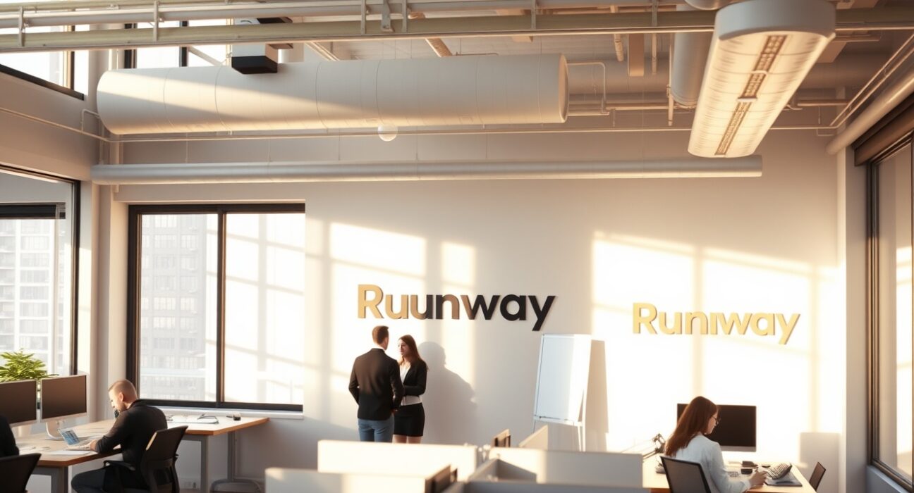 Sunlit interior of Runway's AI startup headquarters in New York City.